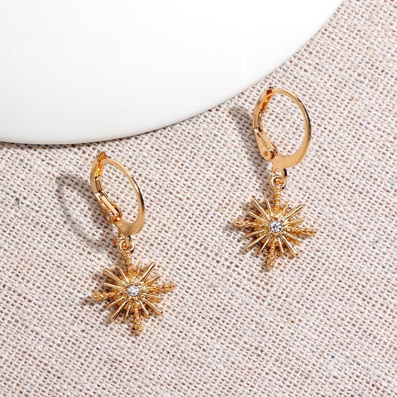 2025 Flatfoosie New Tiny Hoop Earrings For Women Gold Color Cartilage Hoop Earrings Jewelry Heart Cross Star Triangle Charm Earrings
