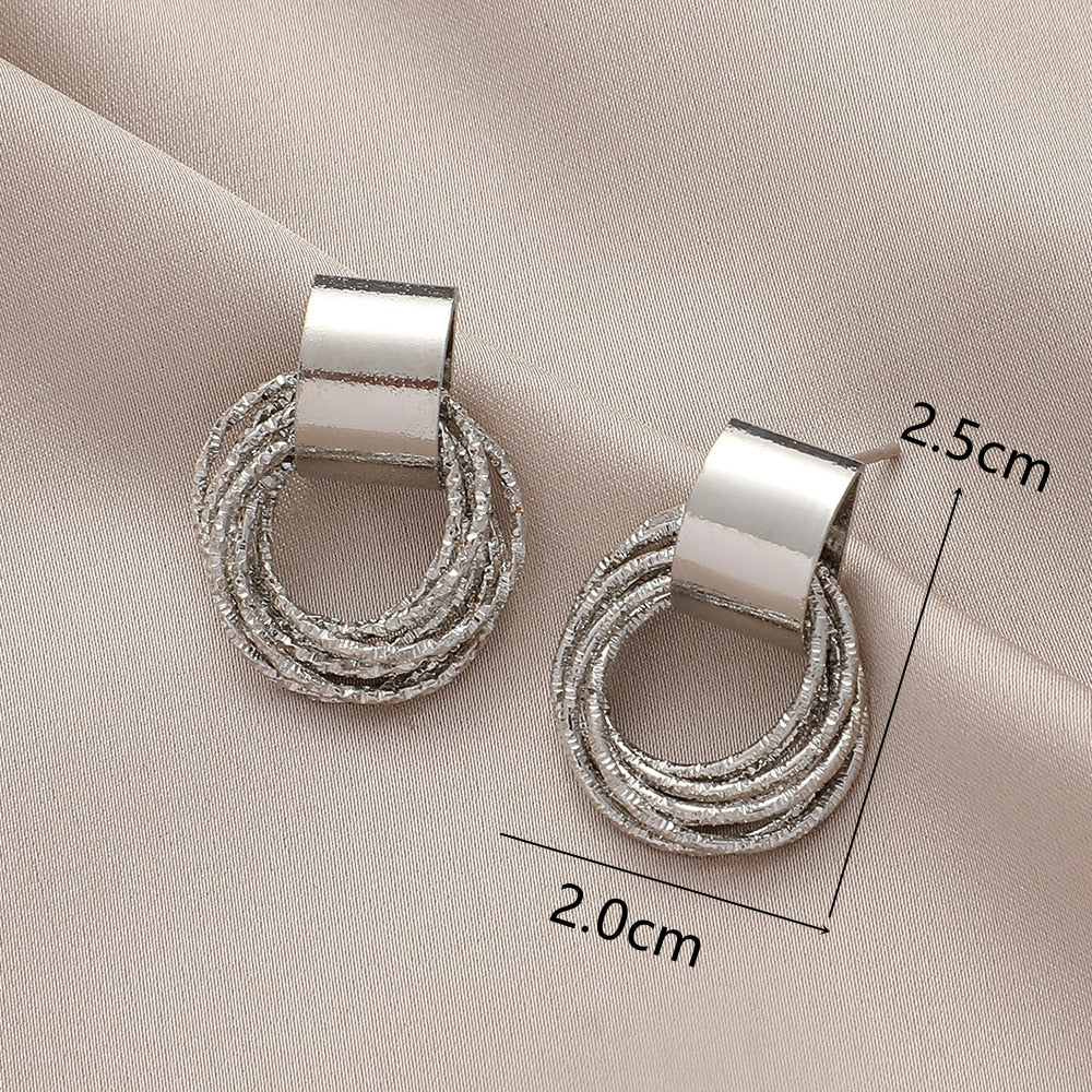 2025 Vintage Metallic Gold Color Multiple Small Round Stud Earrings Women Korean Jewelry Fashion Wedding Party Earrings Jewelry Gifts