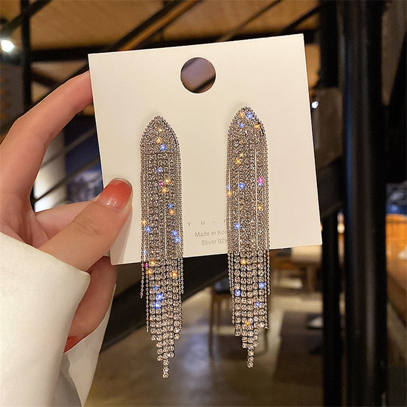2025 Trend Simulation Pearl Long Earrings Female Moon Star Flower Rhinestone Wedding Pendant Earrings Fashion Korean Jewelry Earrings