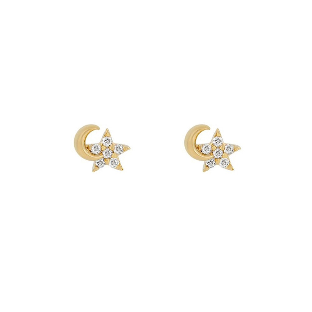 2025 New Design Stainless Steel Cubic Zirconia Chain Hoop Earring For Women Star Moon Pendant Cartilage Earring Piercing Jewelry