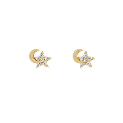 2025 New Design Stainless Steel Cubic Zirconia Chain Hoop Earring For Women Star Moon Pendant Cartilage Earring Piercing Jewelry