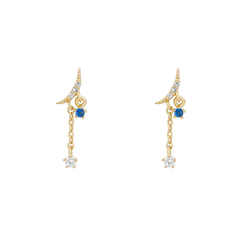 2025 New Design Stainless Steel Cubic Zirconia Chain Hoop Earring For Women Star Moon Pendant Cartilage Earring Piercing Jewelry