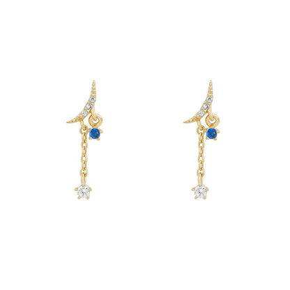 2025 New Design Stainless Steel Cubic Zirconia Chain Hoop Earring For Women Star Moon Pendant Cartilage Earring Piercing Jewelry