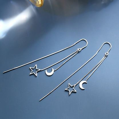 2025 Trend Simulation Pearl Long Earrings Female Moon Star Flower Rhinestone Wedding Pendant Earrings Fashion Korean Jewelry Earrings