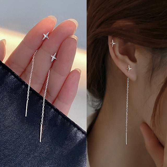 2025 Trend Simulation Pearl Long Earrings Female Moon Star Flower Rhinestone Wedding Pendant Earrings Fashion Korean Jewelry Earrings
