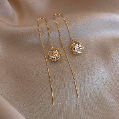 2025 Trend Simulation Pearl Long Earrings Female Moon Star Flower Rhinestone Wedding Pendant Earrings Fashion Korean Jewelry Earrings
