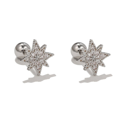 2025 New Design Stainless Steel Cubic Zirconia Chain Hoop Earring For Women Star Moon Pendant Cartilage Earring Piercing Jewelry