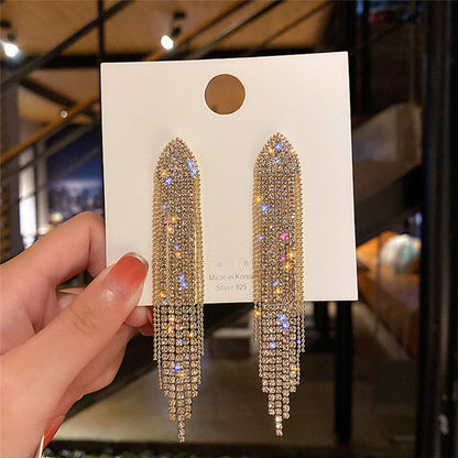 2025 Trend Simulation Pearl Long Earrings Female Moon Star Flower Rhinestone Wedding Pendant Earrings Fashion Korean Jewelry Earrings