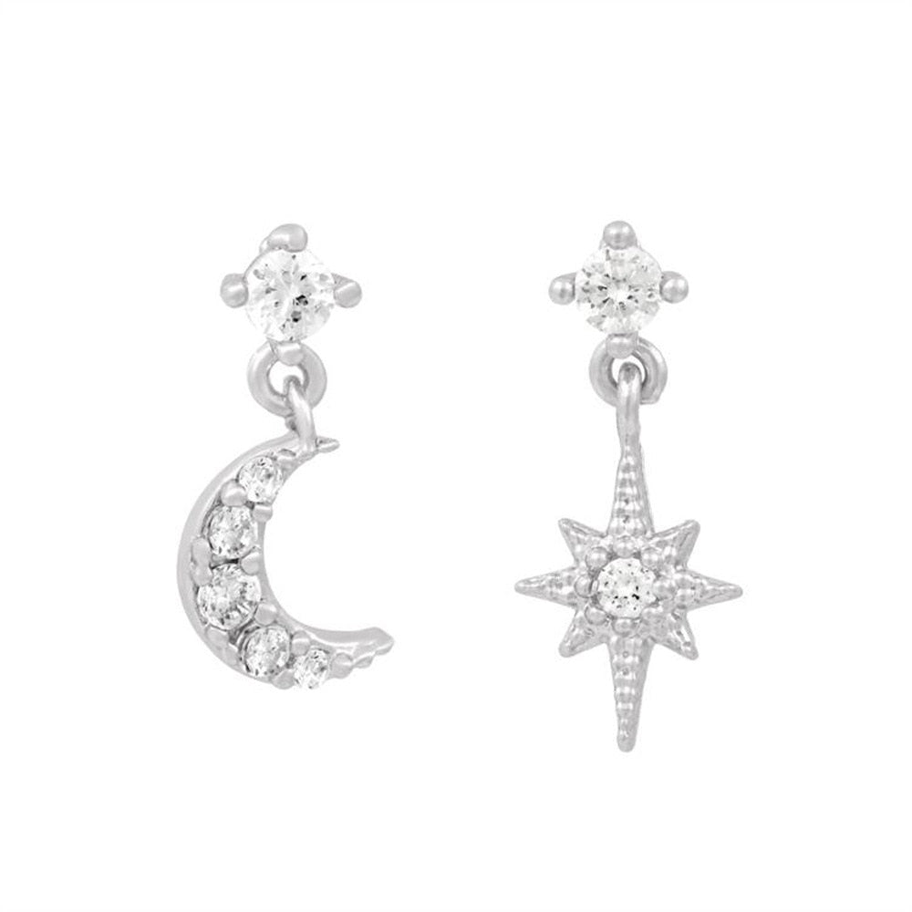 2025 New Design Stainless Steel Cubic Zirconia Chain Hoop Earring For Women Star Moon Pendant Cartilage Earring Piercing Jewelry