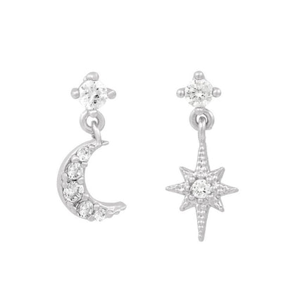 2025 New Design Stainless Steel Cubic Zirconia Chain Hoop Earring For Women Star Moon Pendant Cartilage Earring Piercing Jewelry