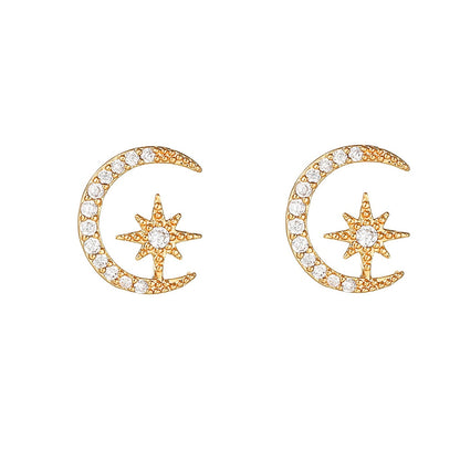 2025 New Design Stainless Steel Cubic Zirconia Chain Hoop Earring For Women Star Moon Pendant Cartilage Earring Piercing Jewelry